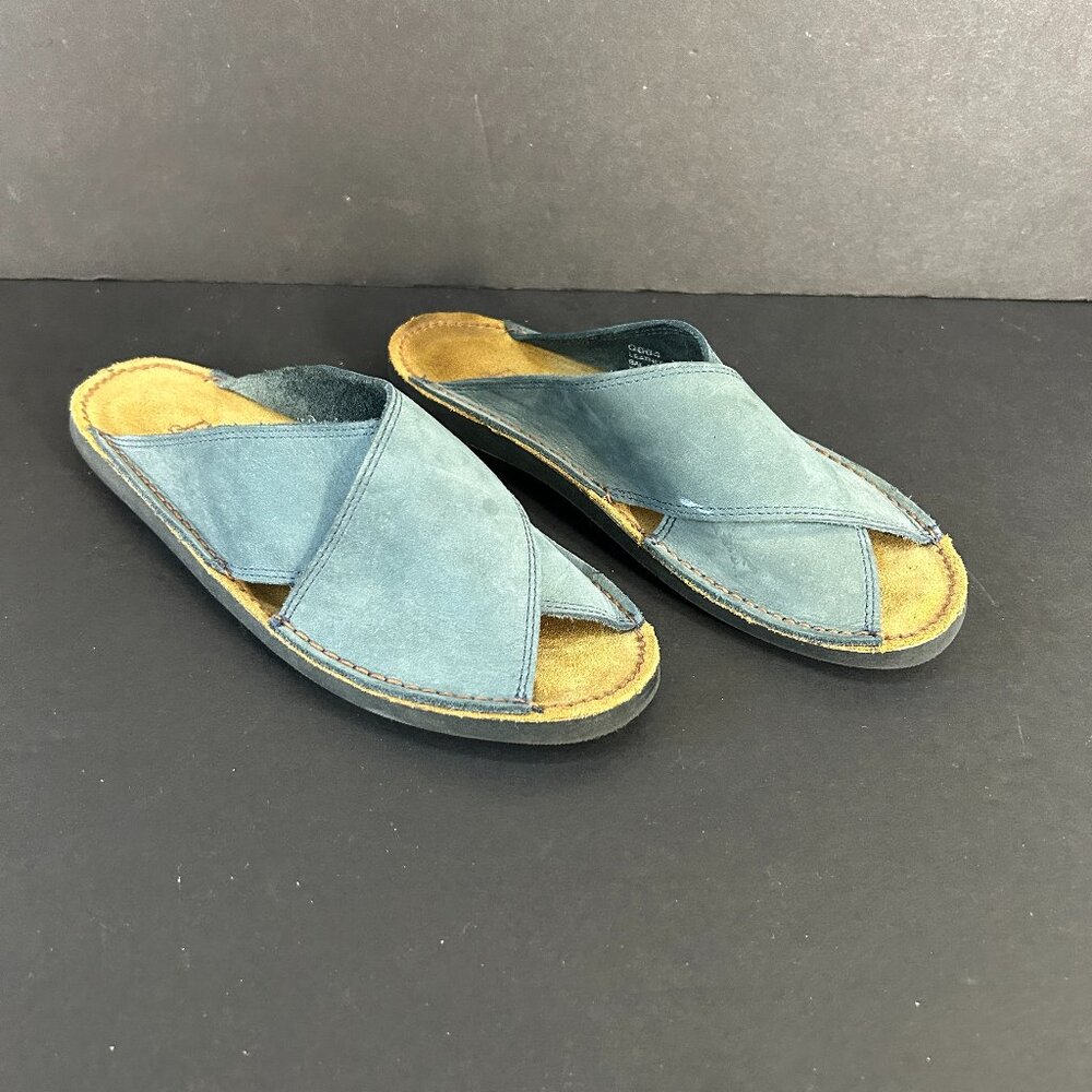 GH Bass Steel Blue Leather Suede Sandal Flip Flops Slip On Flats Fits like 6.5 T